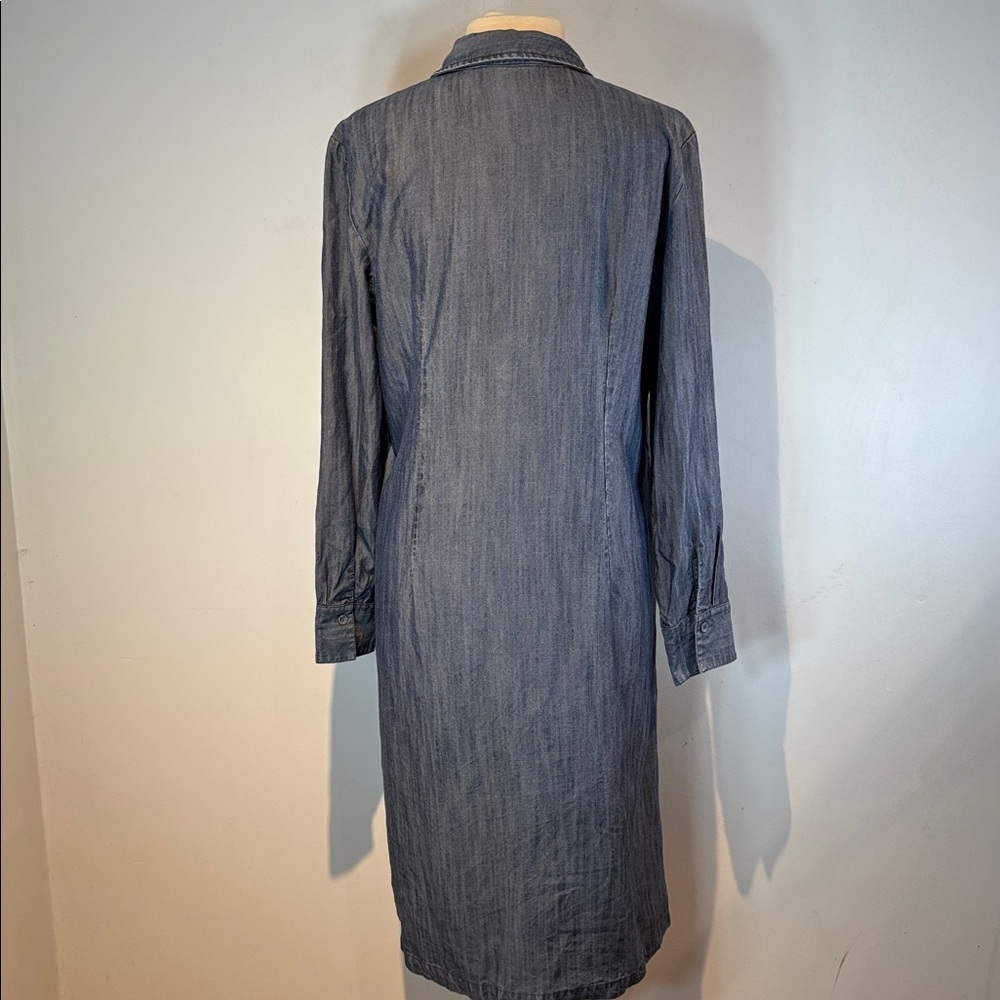 Tilley chambray denim button down dress with pockets size large - Picture 12 of 14